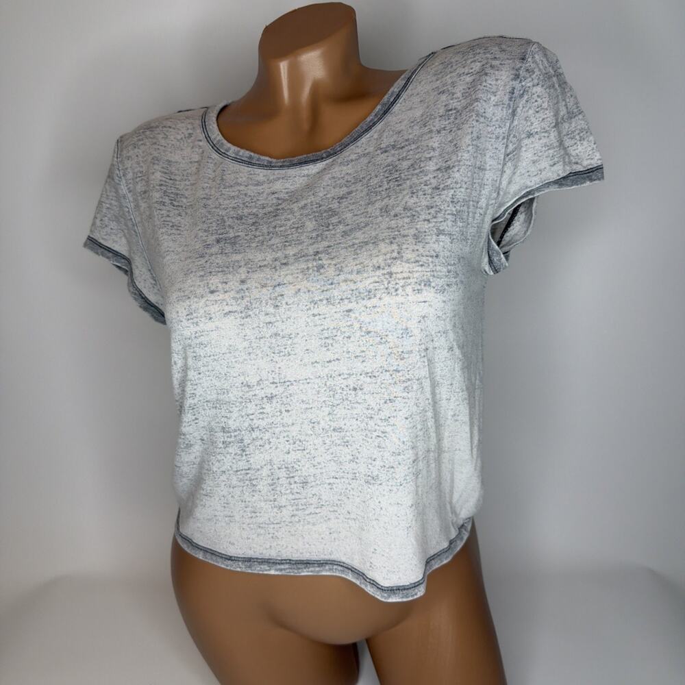 One Step Up Gray Crop Tee Top Small 100% Cotton Heather Grey Short Sleeve Crop S